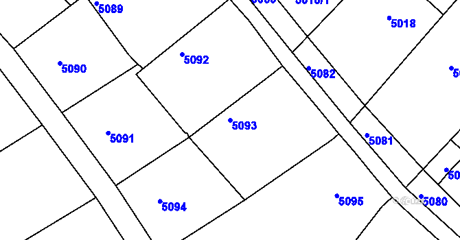 Parcela st. 5093 v KÚ Holubí Zhoř, Katastrální mapa
