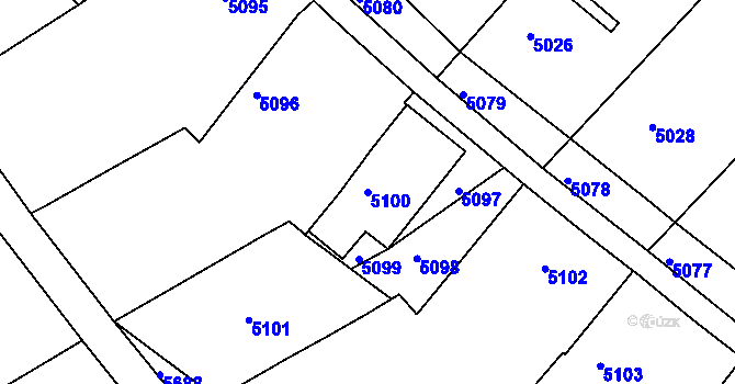 Parcela st. 5100 v KÚ Holubí Zhoř, Katastrální mapa