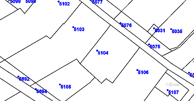 Parcela st. 5104 v KÚ Holubí Zhoř, Katastrální mapa