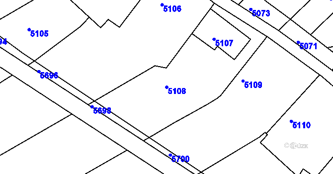 Parcela st. 5108 v KÚ Holubí Zhoř, Katastrální mapa