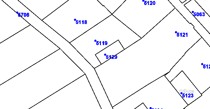 Parcela st. 5129 v KÚ Holubí Zhoř, Katastrální mapa