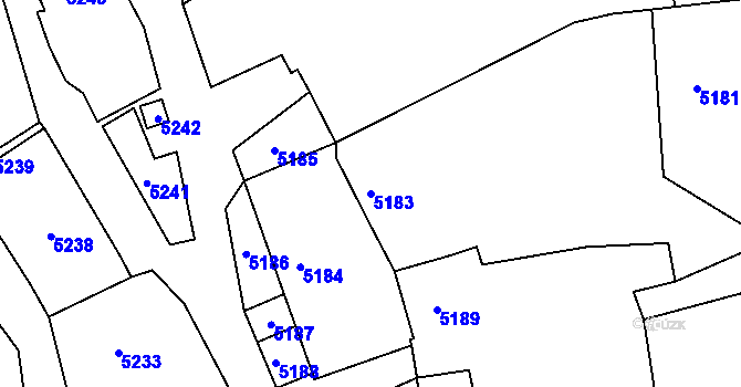 Parcela st. 5183 v KÚ Holubí Zhoř, Katastrální mapa