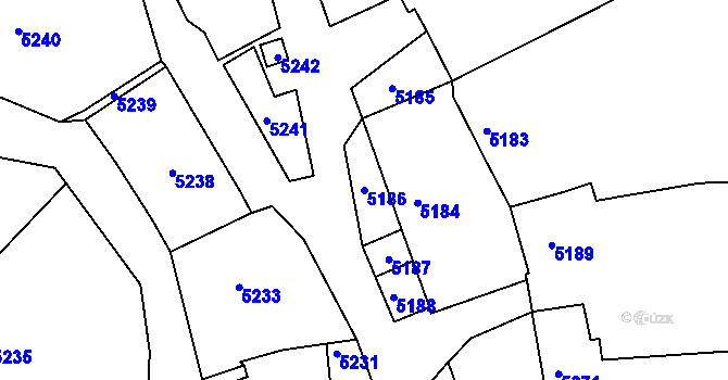 Parcela st. 5186 v KÚ Holubí Zhoř, Katastrální mapa