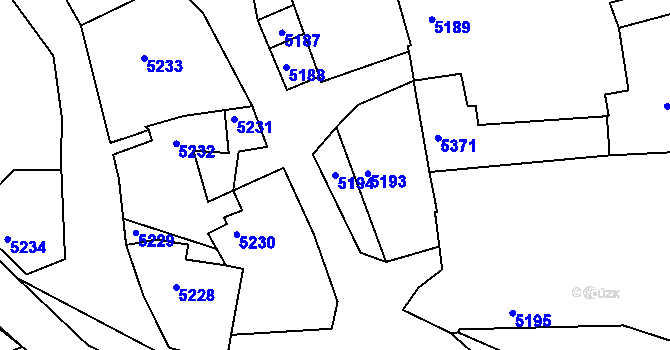 Parcela st. 5194 v KÚ Holubí Zhoř, Katastrální mapa