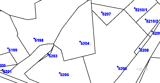 Parcela st. 5204 v KÚ Holubí Zhoř, Katastrální mapa