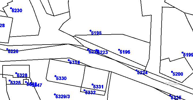 Parcela st. 5223 v KÚ Holubí Zhoř, Katastrální mapa