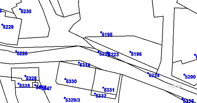 Parcela st. 5225 v KÚ Holubí Zhoř, Katastrální mapa