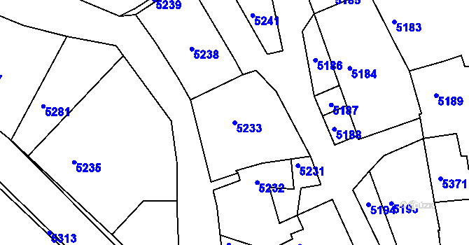 Parcela st. 5233 v KÚ Holubí Zhoř, Katastrální mapa