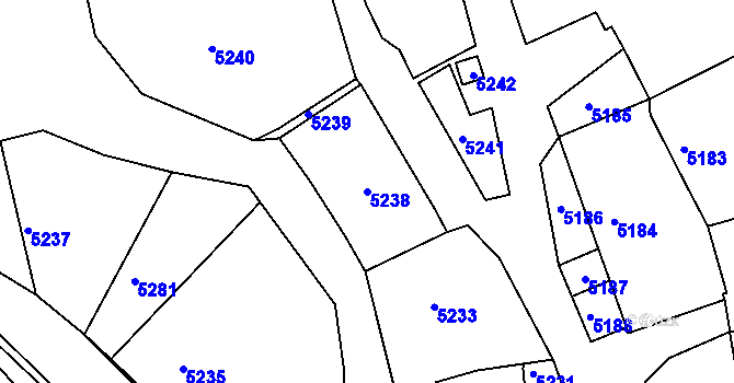 Parcela st. 5238 v KÚ Holubí Zhoř, Katastrální mapa
