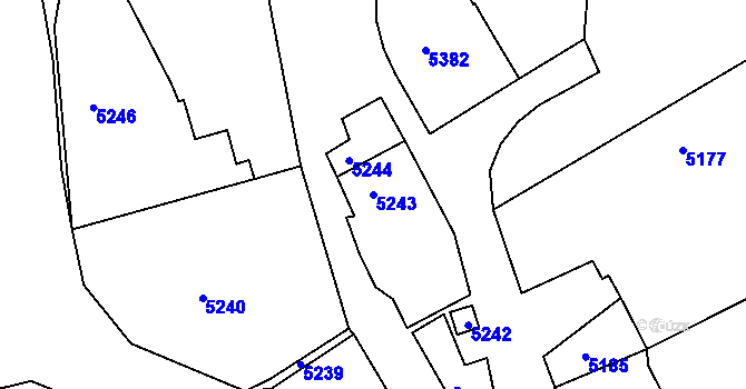 Parcela st. 5243 v KÚ Holubí Zhoř, Katastrální mapa