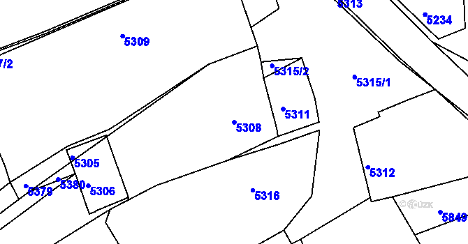 Parcela st. 5308 v KÚ Holubí Zhoř, Katastrální mapa