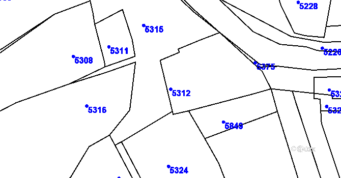 Parcela st. 5312 v KÚ Holubí Zhoř, Katastrální mapa