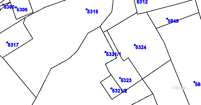 Parcela st. 5321 v KÚ Holubí Zhoř, Katastrální mapa