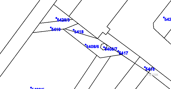 Parcela st. 5408/6 v KÚ Holubí Zhoř, Katastrální mapa