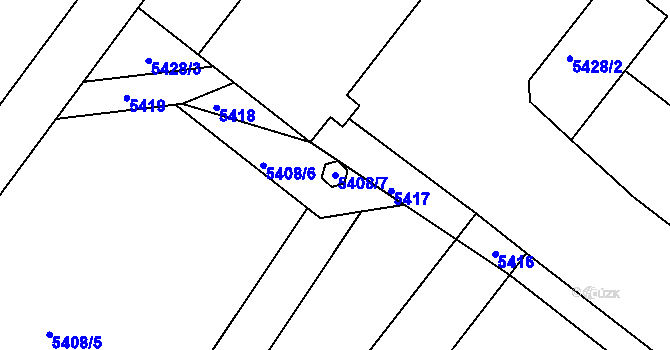 Parcela st. 5408/7 v KÚ Holubí Zhoř, Katastrální mapa