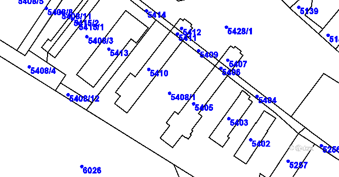 Parcela st. 5408 v KÚ Holubí Zhoř, Katastrální mapa