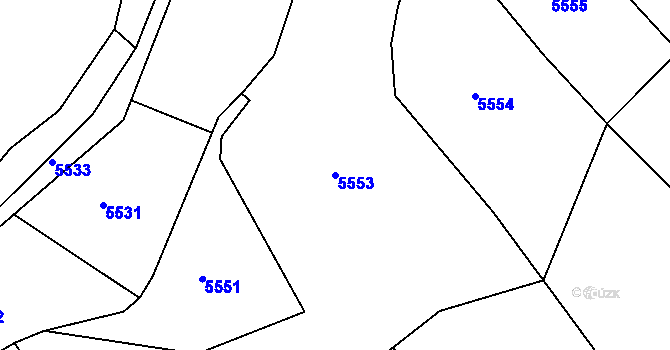 Parcela st. 5553 v KÚ Holubí Zhoř, Katastrální mapa