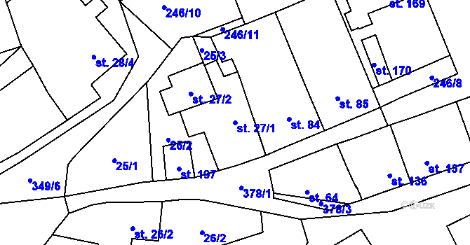 Parcela st. 27/1 v KÚ Holubice v Čechách, Katastrální mapa