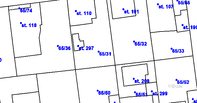 Parcela st. 65/31 v KÚ Holubice v Čechách, Katastrální mapa