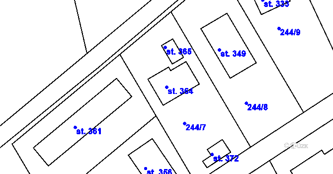 Parcela st. 364 v KÚ Holubice v Čechách, Katastrální mapa
