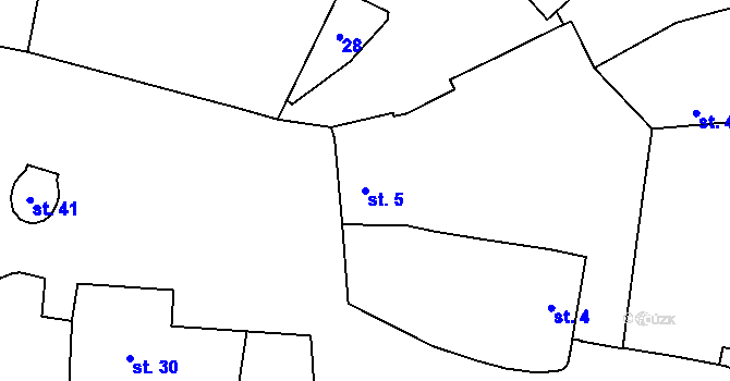 Parcela st. 5 v KÚ Kozinec, Katastrální mapa