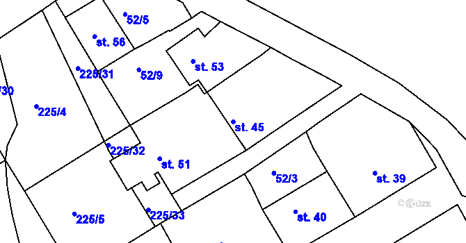 Parcela st. 45 v KÚ Kozinec, Katastrální mapa