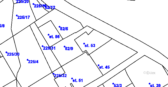 Parcela st. 53 v KÚ Kozinec, Katastrální mapa