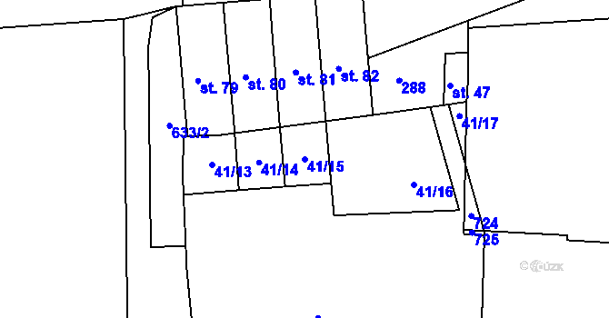 Parcela st. 41/15 v KÚ Kozinec, Katastrální mapa