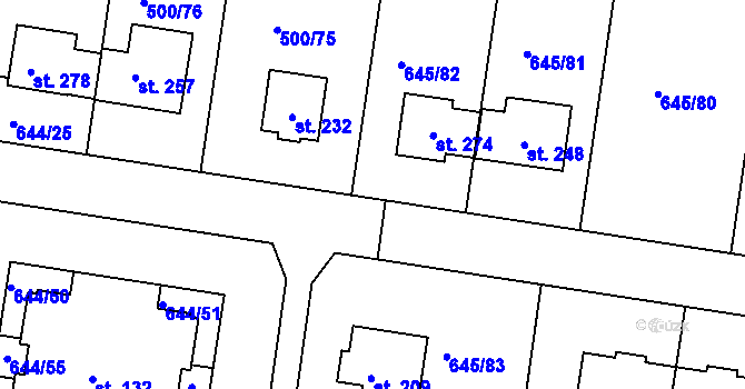 Parcela st. 644/28 v KÚ Kozinec, Katastrální mapa
