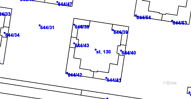 Parcela st. 130 v KÚ Kozinec, Katastrální mapa