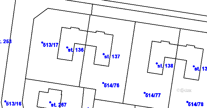 Parcela st. 137 v KÚ Kozinec, Katastrální mapa