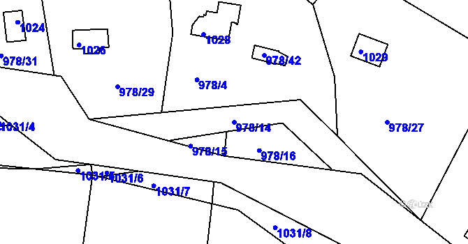 Parcela st. 978/14 v KÚ Holubov, Katastrální mapa