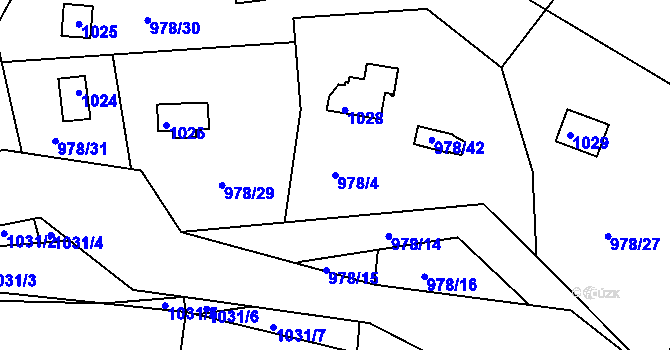 Parcela st. 978/4 v KÚ Holubov, Katastrální mapa