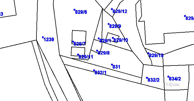 Parcela st. 829/8 v KÚ Holubov, Katastrální mapa