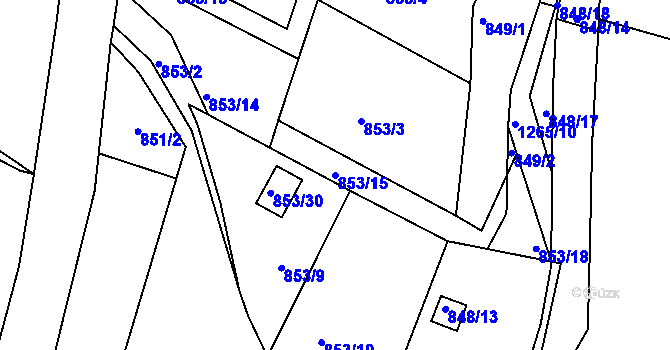 Parcela st. 853/15 v KÚ Holubov, Katastrální mapa