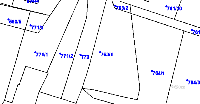 Parcela st. 763/1 v KÚ Holubov, Katastrální mapa