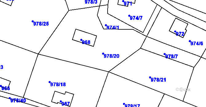 Parcela st. 978/20 v KÚ Holubov, Katastrální mapa