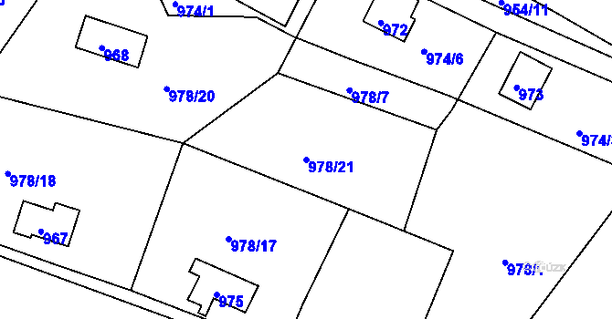 Parcela st. 978/21 v KÚ Holubov, Katastrální mapa