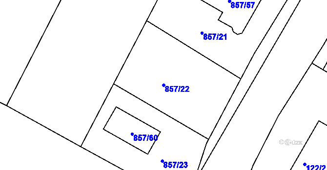 Parcela st. 857/22 v KÚ Holubov, Katastrální mapa