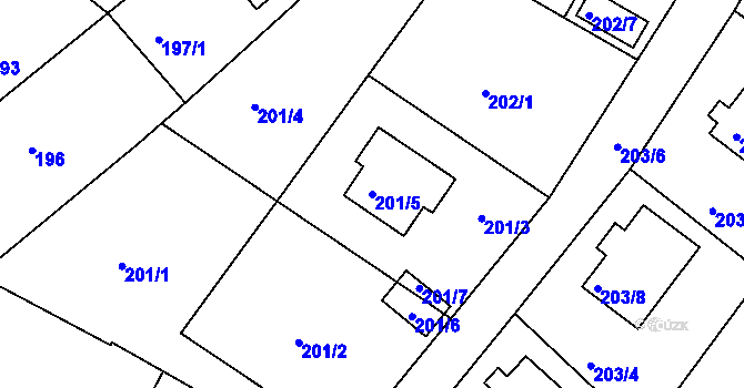 Parcela st. 201/5 v KÚ Holubov, Katastrální mapa