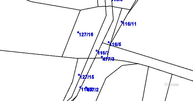 Parcela st. 116/7 v KÚ Holubov, Katastrální mapa