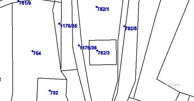 Parcela st. 782/3 v KÚ Holubov, Katastrální mapa
