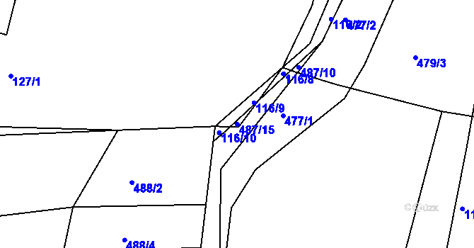 Parcela st. 487/15 v KÚ Holubov, Katastrální mapa