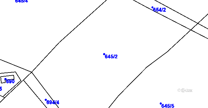 Parcela st. 645/2 v KÚ Holubov, Katastrální mapa