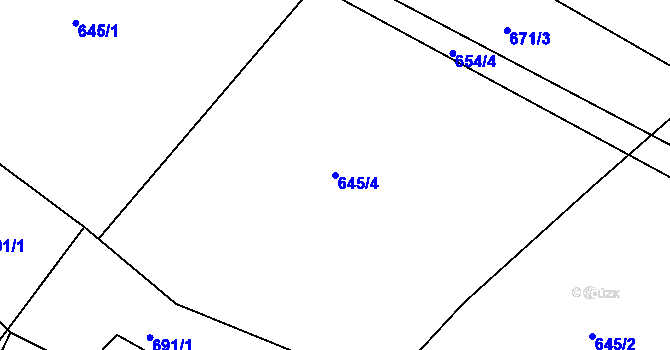 Parcela st. 645/4 v KÚ Holubov, Katastrální mapa