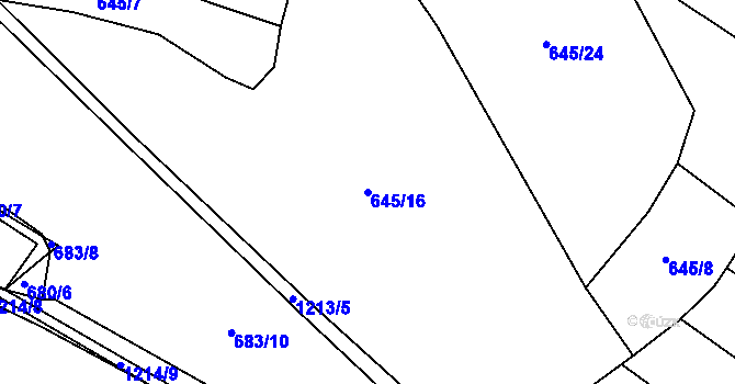 Parcela st. 645/16 v KÚ Holubov, Katastrální mapa