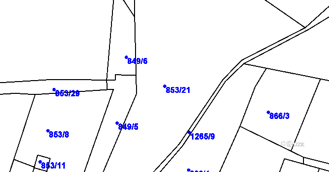 Parcela st. 853/21 v KÚ Holubov, Katastrální mapa