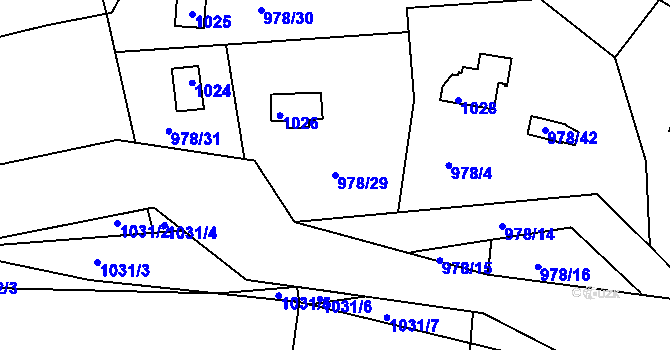 Parcela st. 978/29 v KÚ Holubov, Katastrální mapa