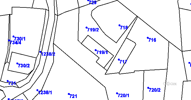 Parcela st. 719/1 v KÚ Holubov, Katastrální mapa