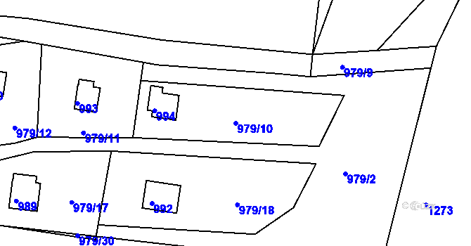 Parcela st. 979/10 v KÚ Holubov, Katastrální mapa